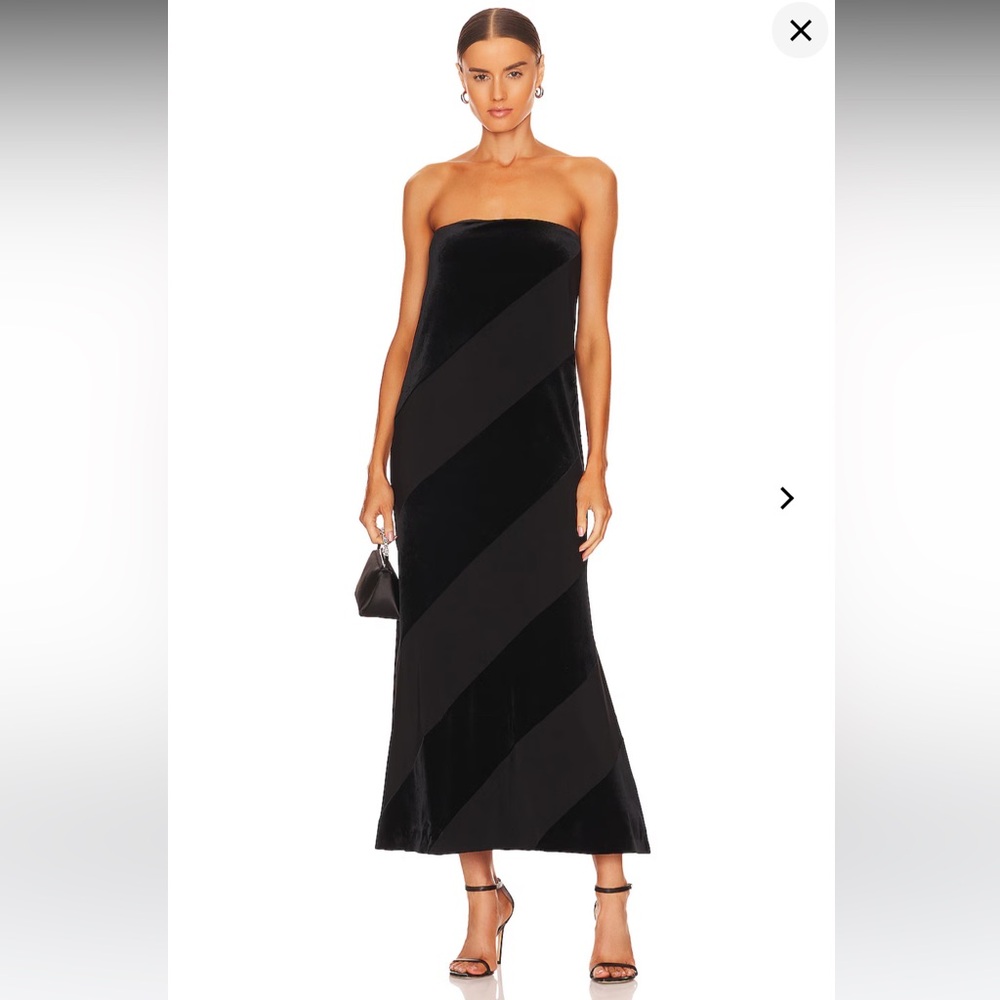 EUC Norma Kamali Black Spiral Strapless Dress Small